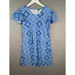 Cabana Life Windermere Dress Women S Blue Flutter Sleeve UPF 50 Travel Resort